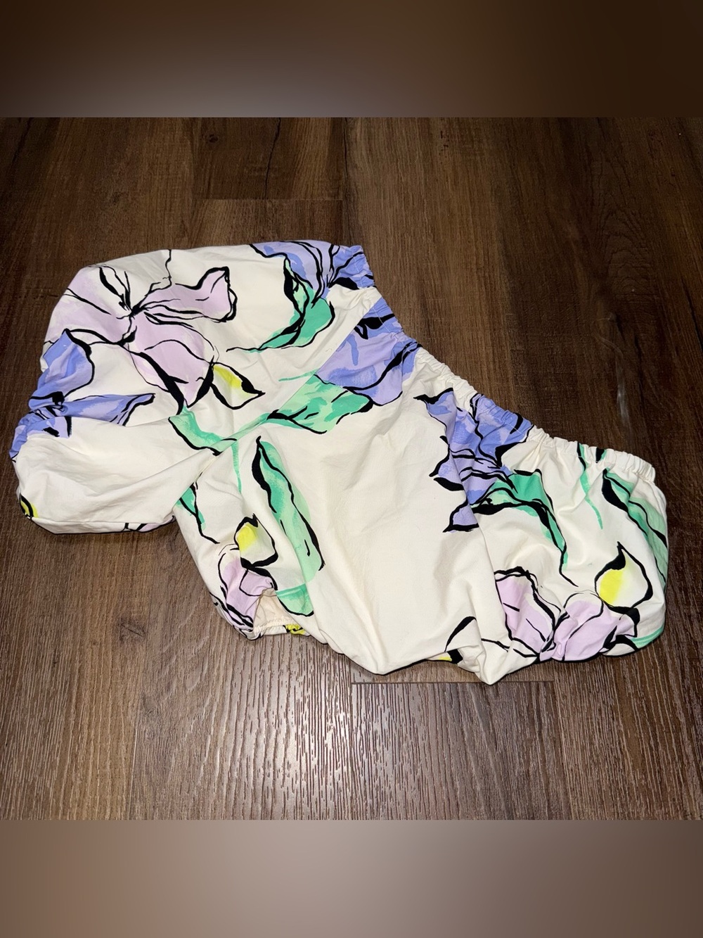 NWT A New Day Floral One-Shoulder Bubble Hem Top (XS)